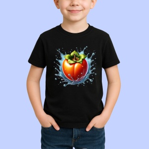 Tricou Kaki si stropi tropicali, Fructe, Copii | Dama, culoare negru
