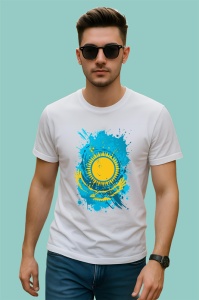 Tricou Kazakhstan Steag Splash Art, Copii | Dama | Barbat - Img 2
