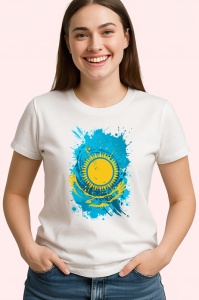Tricou Kazakhstan Steag Splash Art, Copii | Dama | Barbat - Img 4