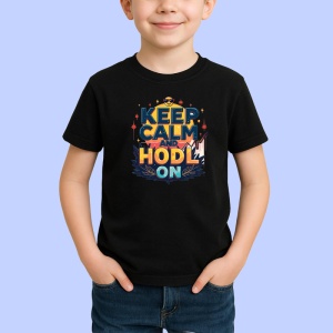 Tricou Keep calm and hodl on, pastreaza calmul si tine crypto, Copii | Dama | Barbat , tricou negru - Img 2