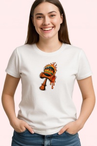Tricou Kendama lava portocalie design energic, din bumbac 100%, tricou alb, Copii | Dama | Barbat - Img 2