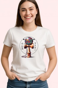 Tricou Kendama samurai cu model japonez traditional, din bumbac 100%, tricou alb, Copii | Dama | Barbat - Img 2