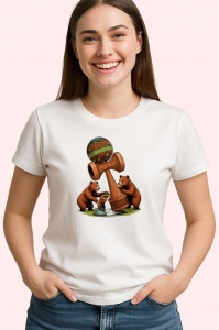 Tricou Kendama ursi in natura design jucaus, din bumbac 100%, tricou alb, Copii | Dama | Barbat - Img 2