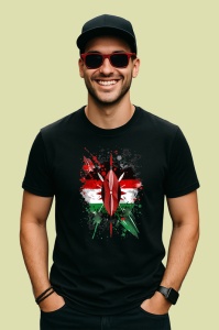 Tricou Kenya Steag Splash Art, Copii | Dama | Barbat, culoare negru