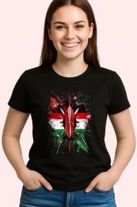 Tricou Kenya Steag Splash Art, Copii | Dama | Barbat, culoare negru - Img 3