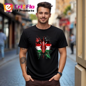 Tricou Kenya Steag Splash Art, Copii | Dama | Barbat, culoare negru - Img 4