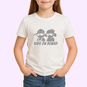 Tricou Kids On Board Copii Masina Schita Amuzanta, din bumbac 100% , tricou alb pentru Copii | Dama | Barbat - Img 1