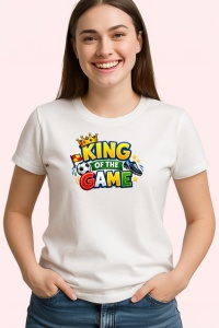 Tricou King Of The Game Minge Fotbal Coroana V1, din bumbac 100% , tricou alb pentru Copii | Dama | Barbat - Img 2
