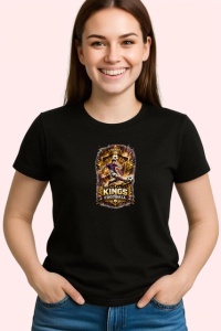Tricou Kings Football Design Vintage Rege Fotbal V2, din bumbac 100%, tricou negru Copii | Dama | Barbat - Img 3