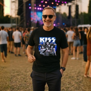 Tricou KISS - Blue Stage, muzica POP, Dama | Barbat | Copii, Culoare Negru - Img 9