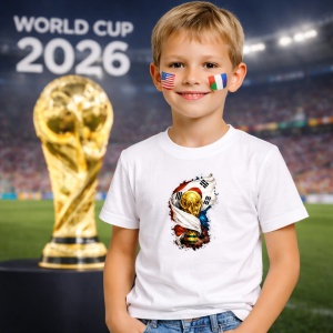 Tricou Korea World Cup Fifa 2026, din bumbac 100%, tricou alb, Copii | Dama | Barbat - Img 5
