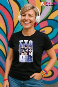 Tricou KPOP dama cu trupa formatia EXO 9 , music Coreean 208