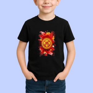 Tricou Kyrgyzstan Steag Splash Art, Copii | Dama | Barbat, culoare negru - Img 3