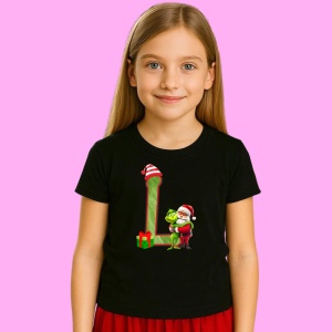 Tricou L Litere Craciun Cu Mos Si Grinch, din bumbac 100% Copii | Dama | Barbat