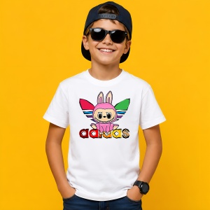 Tricou La Bubu Ursulet In Costum Iepure Logo Colorat Urban Hypebeast Style, din bumbac 100% Copii | Dama | Barbat - Img 2