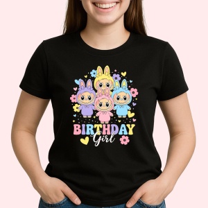 Tricou Labubu birthday multiplu, Unisex Dama si Barbat | Copii, Culoare Negru
