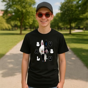 Tricou Labubu blur bubu, Unisex Dama si Barbat | Copii, Culoare Negru - Img 4