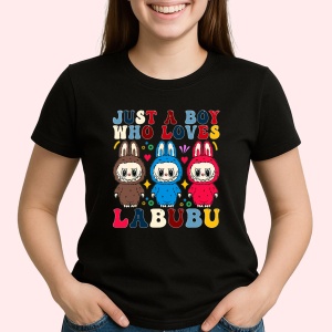 Tricou Labubu boy loves, Unisex Dama si Barbat | Copii, Culoare Negru