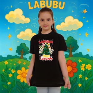 Tricou Labubu craciun copac, Unisex Dama si Barbat | Copii, Culoare Negru - Img 8