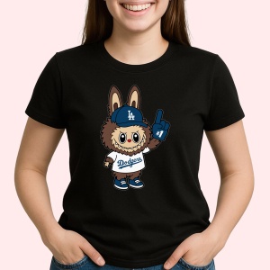Tricou Labubu dodgers maro, Unisex Dama si Barbat | Copii, Culoare Negru