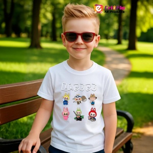 Tricou Labubu font alb, Unisex Dama si Barbat | Copii - Img 5