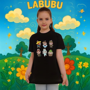 Tricou Labubu gasca jocuri, Unisex Dama si Barbat | Copii, Culoare Negru - Img 8