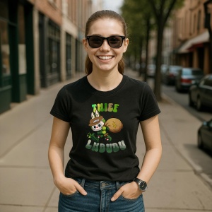 Tricou Labubu hot thief, Unisex Dama si Barbat | Copii, Culoare Negru - Img 5