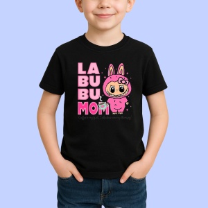 Tricou Labubu mama cu text, Unisex Dama si Barbat | Copii, Culoare Negru - Img 2