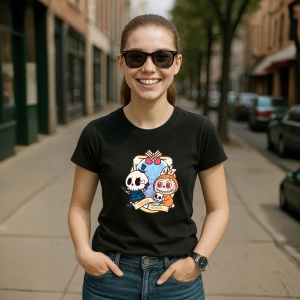 Tricou Labubu mommy morcov, Unisex Dama si Barbat | Copii, Culoare Negru - Img 5