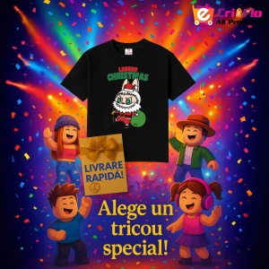 Tricou Labubu mos craciun, Unisex Dama si Barbat | Copii, Culoare Negru - Img 6