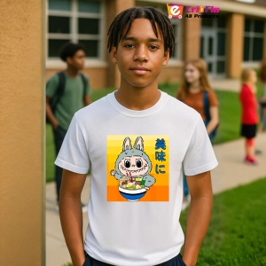 Tricou Labubu ramen japonez, Unisex Dama si Barbat | Copii - Img 10
