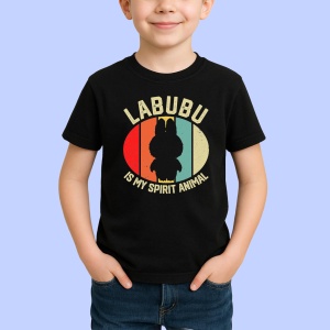 Tricou Labubu spirit animal, Unisex Dama si Barbat | Copii, Culoare Negru - Img 2