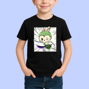 Tricou Labubu zoro, Unisex Dama si Barbat | Copii, Culoare Negru - Img 2