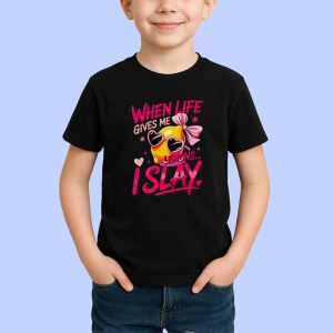 Tricou Lamaie Cand viata iti da lamai, straluceste!, Fructe, Copii | Dama, culoare negru