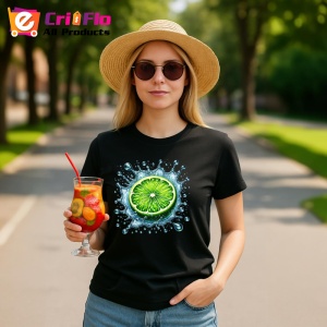 Tricou Lamaie verde si explozie lichida, Fructe, Copii | Dama, culoare negru - Img 9