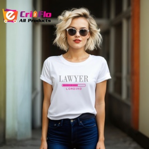Tricou Lawyer Loading Bara Incarcare Roz Avocata, din bumbac 100% , tricou alb pentru Dama - Img 3