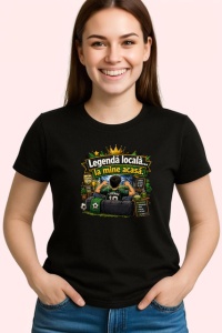 Tricou Legenda Locala La Mine Acasa Suporter Fotbal, din bumbac 100%, tricou negru Copii | Dama | Barbat - Img 3