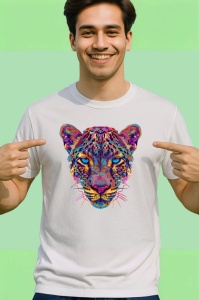 Tricou Leopard realist cu blana curcubeu Copii | Dama | Barbat - Img 2