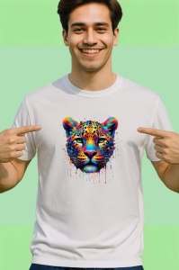 Tricou Leopard realist in culori vibrante pop art Copii | Dama | Barbat - Img 2