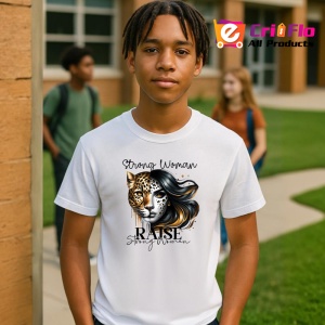Tricou Leopard si femeie eleganta mesaj strong woman raise strong women Copii | Dama | Barbat Barbat - Img 8