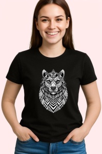 Tricou Leu Liniare Alb Negru, Copii | Dama | Barbat, culoare negru - Img 4
