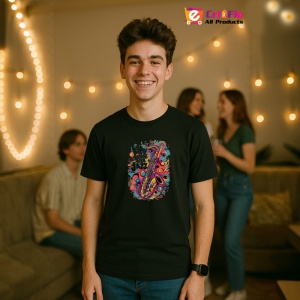 Tricou Life Is Better With Jazz Saxofon, Copii | Dama | Barbat, culoare negru - Img 7
