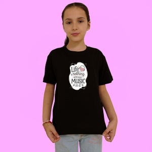 Tricou Life Is Nothing Without Music, Copii | Dama | Barbat, culoare negru - Img 3