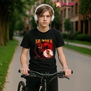 Tricou Lil Nas X - Red Theme, muzica POP, Dama | Barbat | Copii, Culoare Negru - Img 10