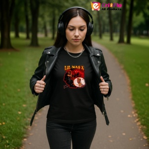 Tricou Lil Nas X - Red Theme, muzica POP, Dama | Barbat | Copii, Culoare Negru - Img 14