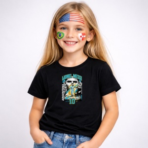 Tricou Lionel Messi Argentina World Cup Fifa 2026, din bumbac 100%, tricou negru, Copii | Dama | Barbat