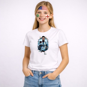 Tricou Lionel Messi Argentina World Cup Fifa 2026 V4, din bumbac 100%, tricou alb, Copii | Dama | Barbat - Img 3