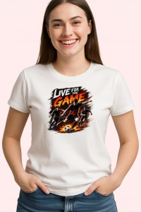 Tricou Live For Game Fotbalisti In Actiune V1, din bumbac 100% , tricou alb pentru Copii | Dama | Barbat - Img 3