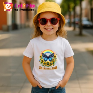 Tricou Live life in full bloom fluture cu curcubeu si floarea soarelui Copii | Dama | Barbat Barbat - Img 14