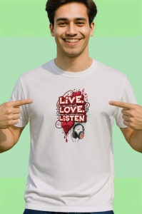 Tricou Live Love Listen Casti Inima, Copii | Dama | Barbat - Img 2